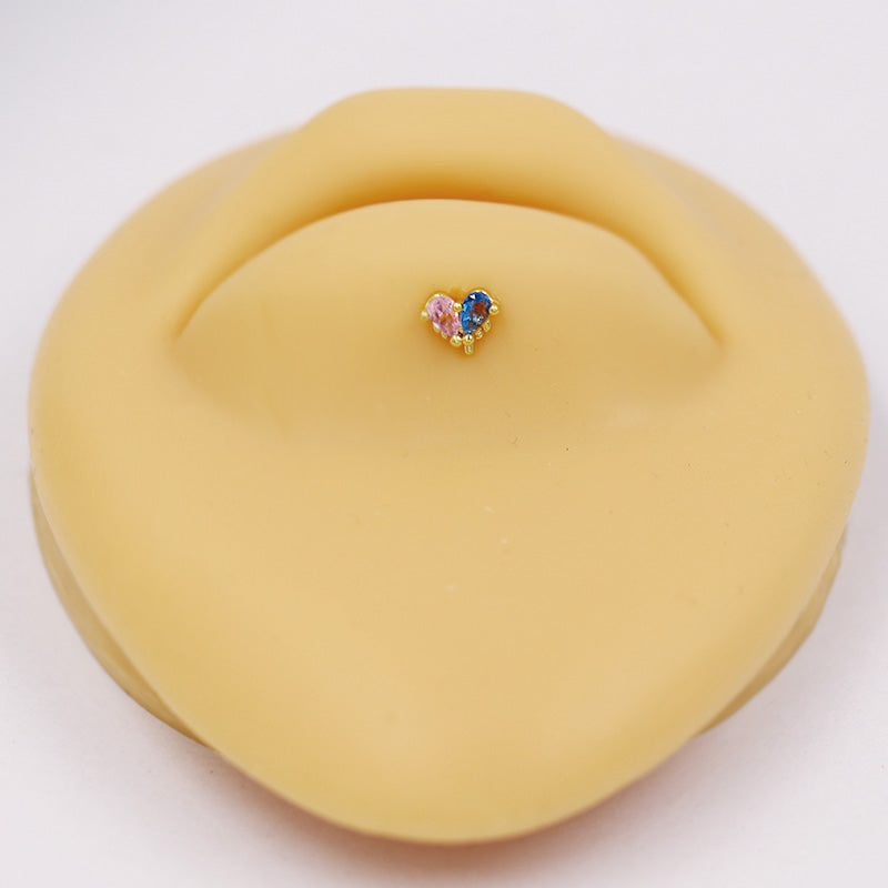 Hip-Hop Rock Star Moon Bat Crown Pink Pendant Lip Stud 316L Stainless Steel Gold Plated Piercing Jewelry