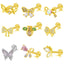 Butterfly Bow Knot Leaf Lip Rings with White Zircon and Rhinestones in Stainless Steel and Gold Plated Finish