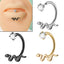 18K Gold Plated Stainless Steel Zircon Lip Rings - Punk Snake Horseshoe Pierced Ear and Lip Studs with Internal Threads