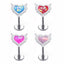 Heart Shape Opal Lip Rings 316 Stainless Steel White Gold Plated Labret Piercing Jewelry