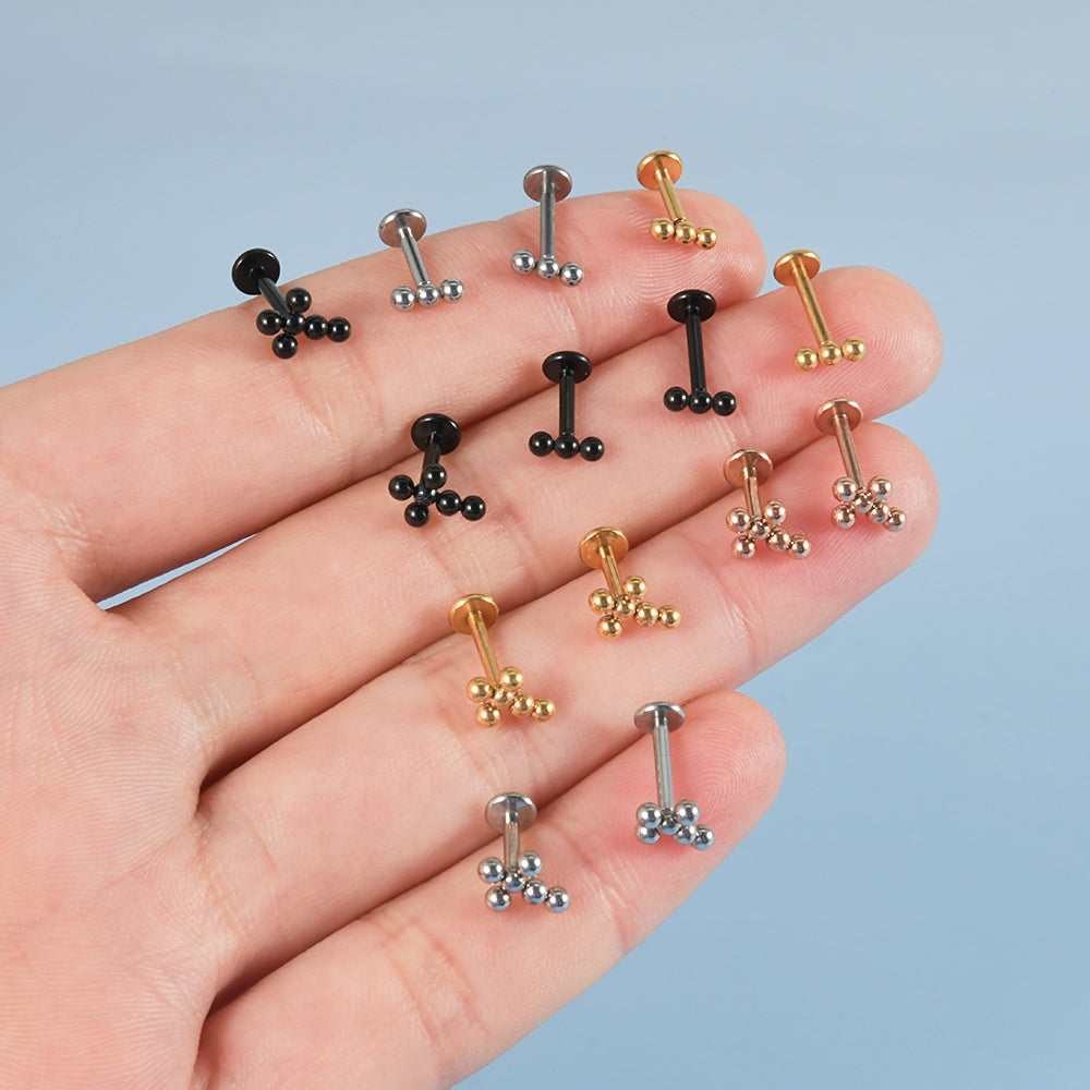 18K Gold Plated Cross Lip Rings & Stainless Steel Piercing Studs Set