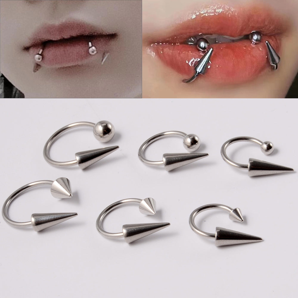 18K Gold Plated Geometric Stainless Steel Lip and Nose Ring Piercing Jewelry