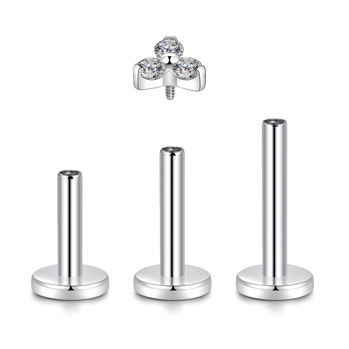 G23 Titanium Geometric Zircon Inlay Lip and Ear Jewelry