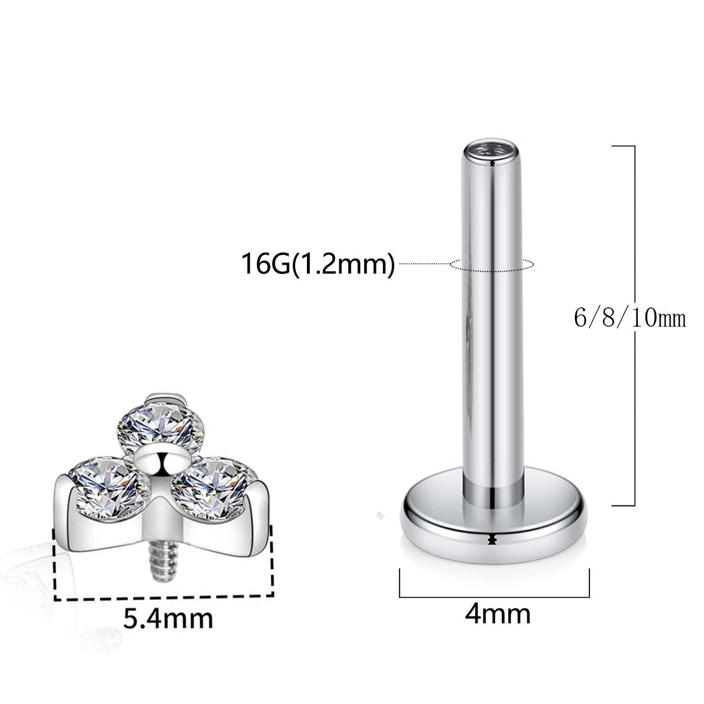 G23 Titanium Geometric Zircon Inlay Lip and Ear Jewelry