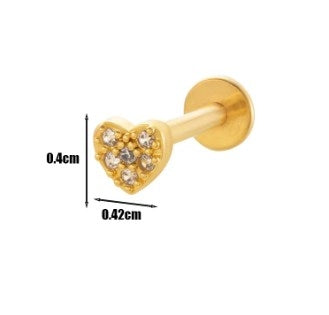 Heart & Butterfly Lip and Ear Piercing Jewelry - 316 Stainless Steel with Zircon Inlay