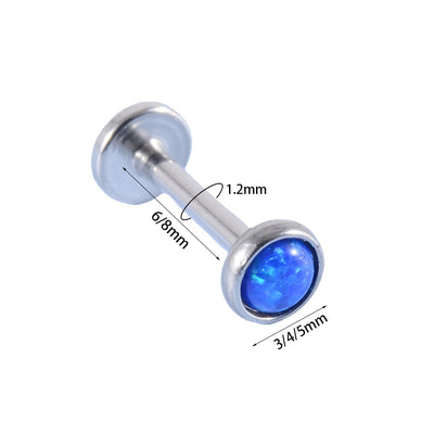 18K Gold Plated Opal Lip and Ear Stud Set - Stainless Steel