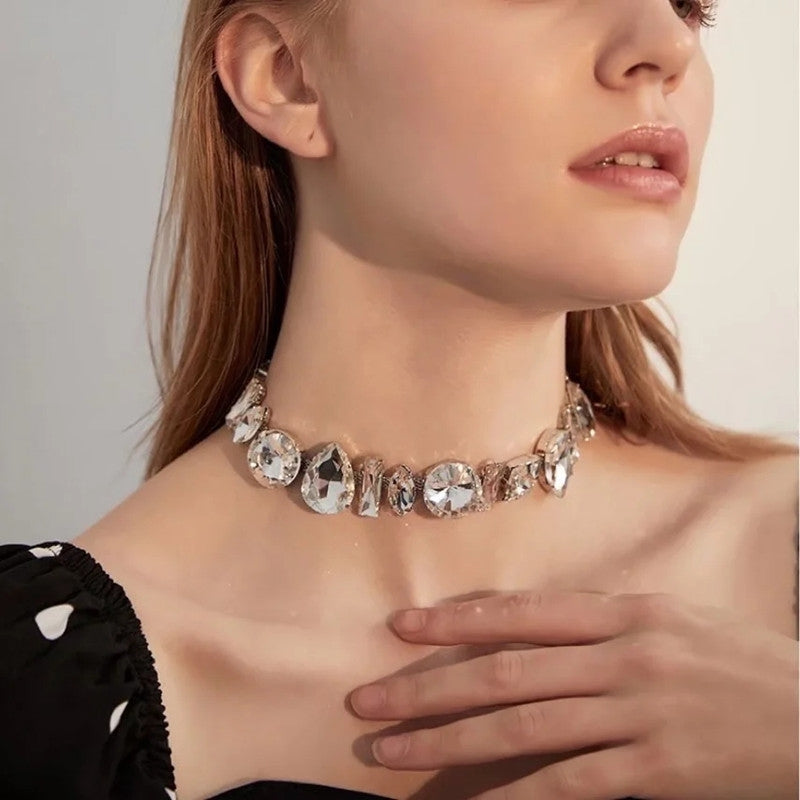 Luxurious Rhinestone Chain Choker Necklace for Women