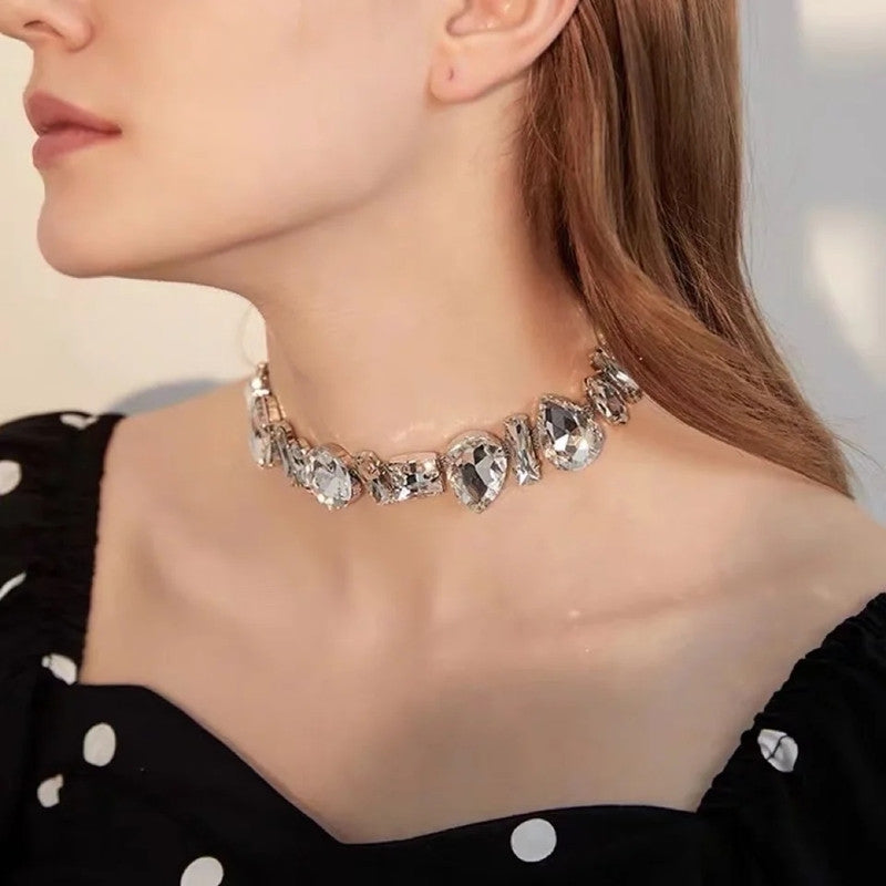 Luxurious Rhinestone Chain Choker Necklace for Women