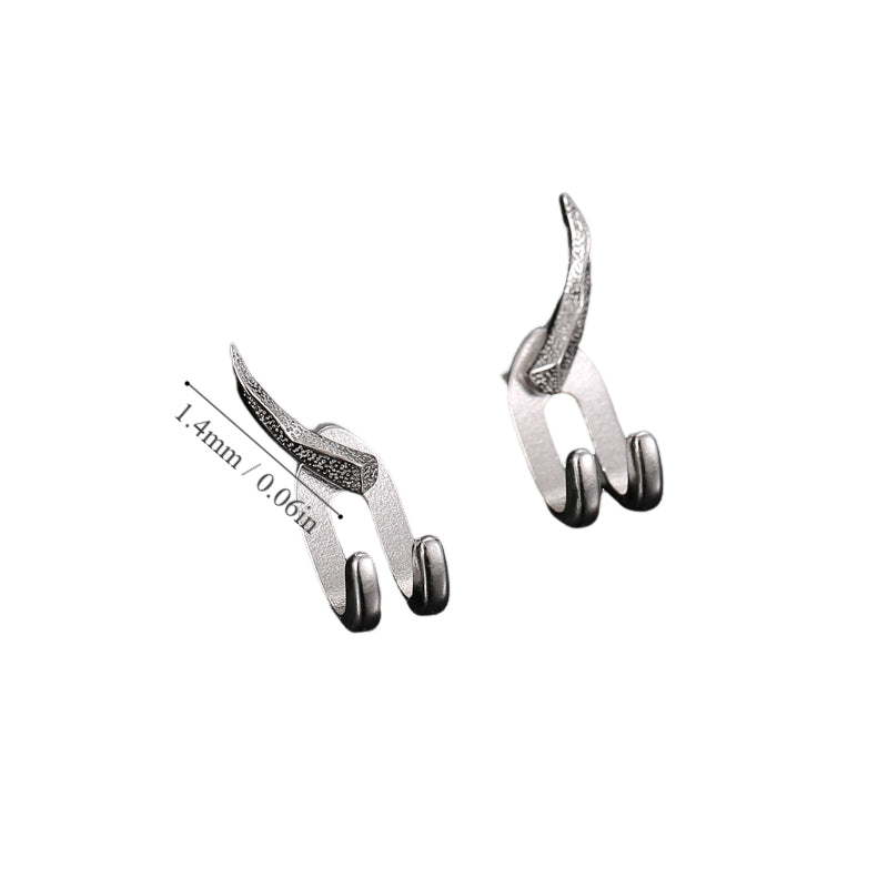 Modern Punk Horn Design Silver Plated Copper Ear Studs