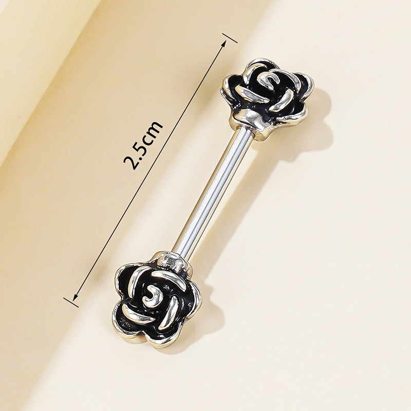 1 Piece Rose Flower Stainless Steel Nipple Piercing Jewelry