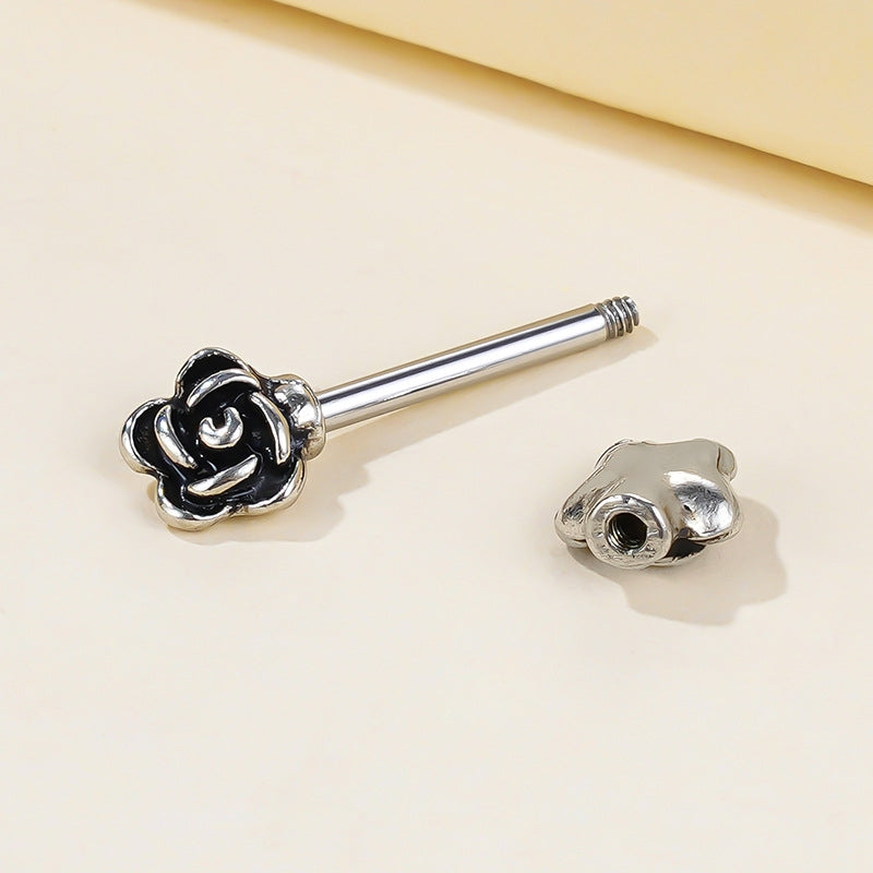 1 Piece Rose Flower Stainless Steel Nipple Piercing Jewelry