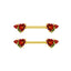 Heart Shape Rhinestone Nipple Rings - 316 Stainless Steel, Gold Plated