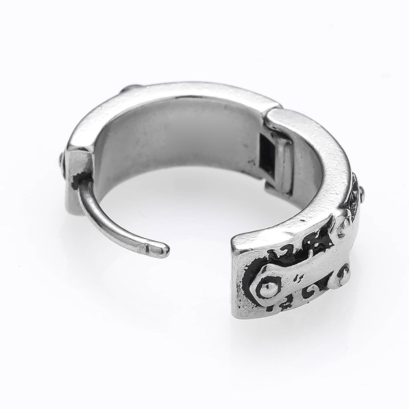 Nordic Gothic Anchor Skull Stainless Steel Hoop Earrings