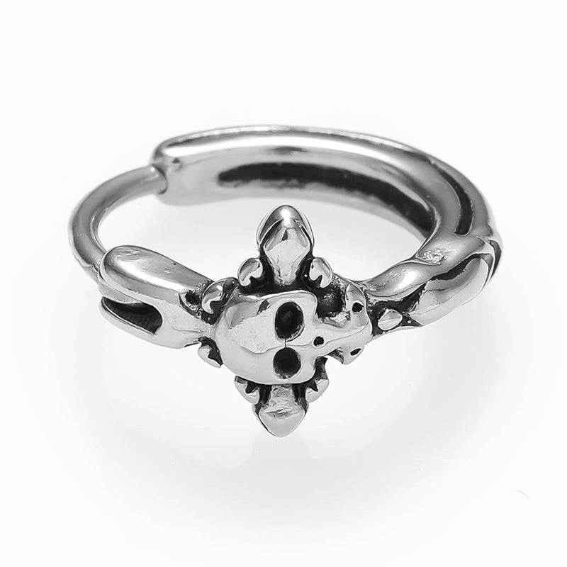 Nordic Gothic Anchor Skull Stainless Steel Hoop Earrings