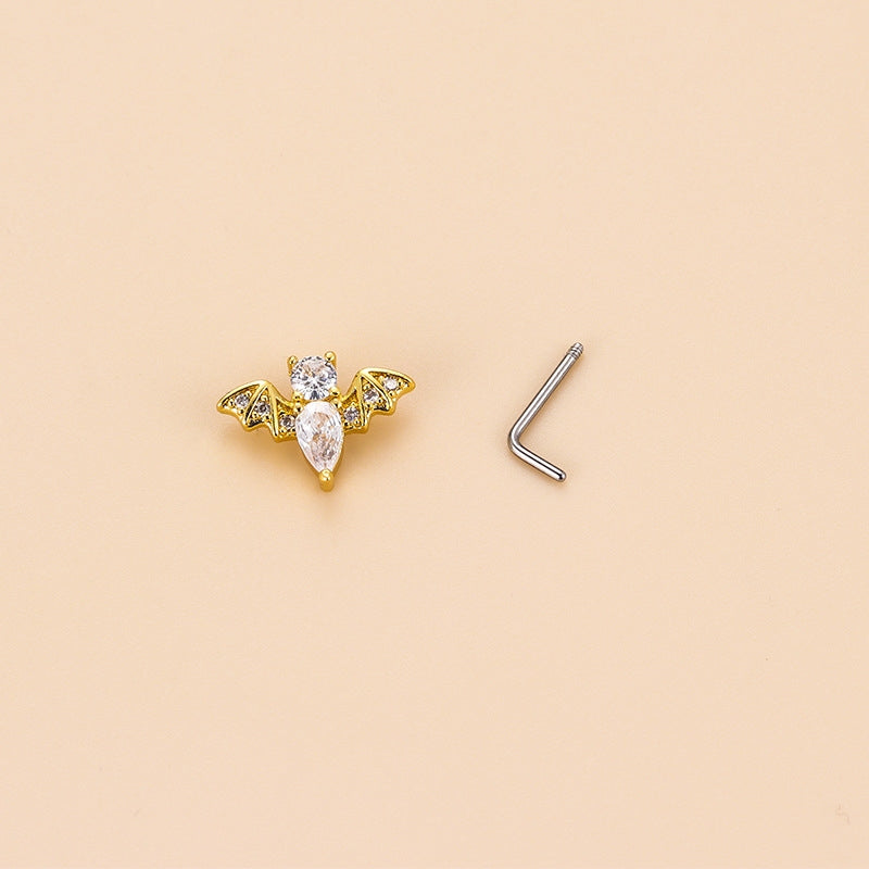 1 Piece Fashion Nose Rings & Studs - Cloud, Heart, Flower Shapes with Zircon in 316L Stainless Steel and Copper Plating