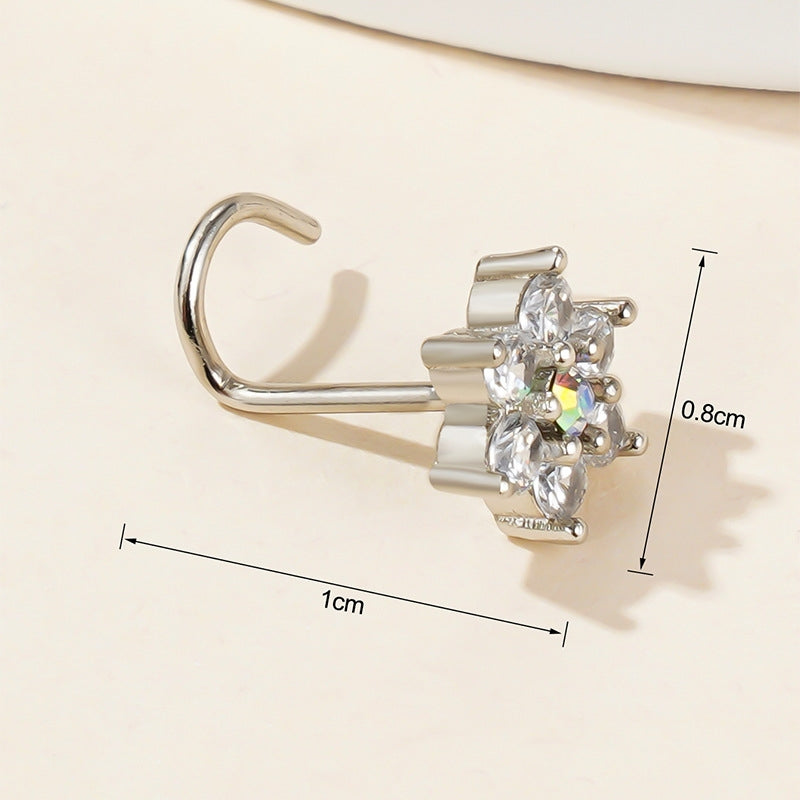 1 Piece Nose Rings & Studs Simple Style Classic Style Commute Flower 304 Stainless Steel Inlay Zircon Nose Rings & Studs