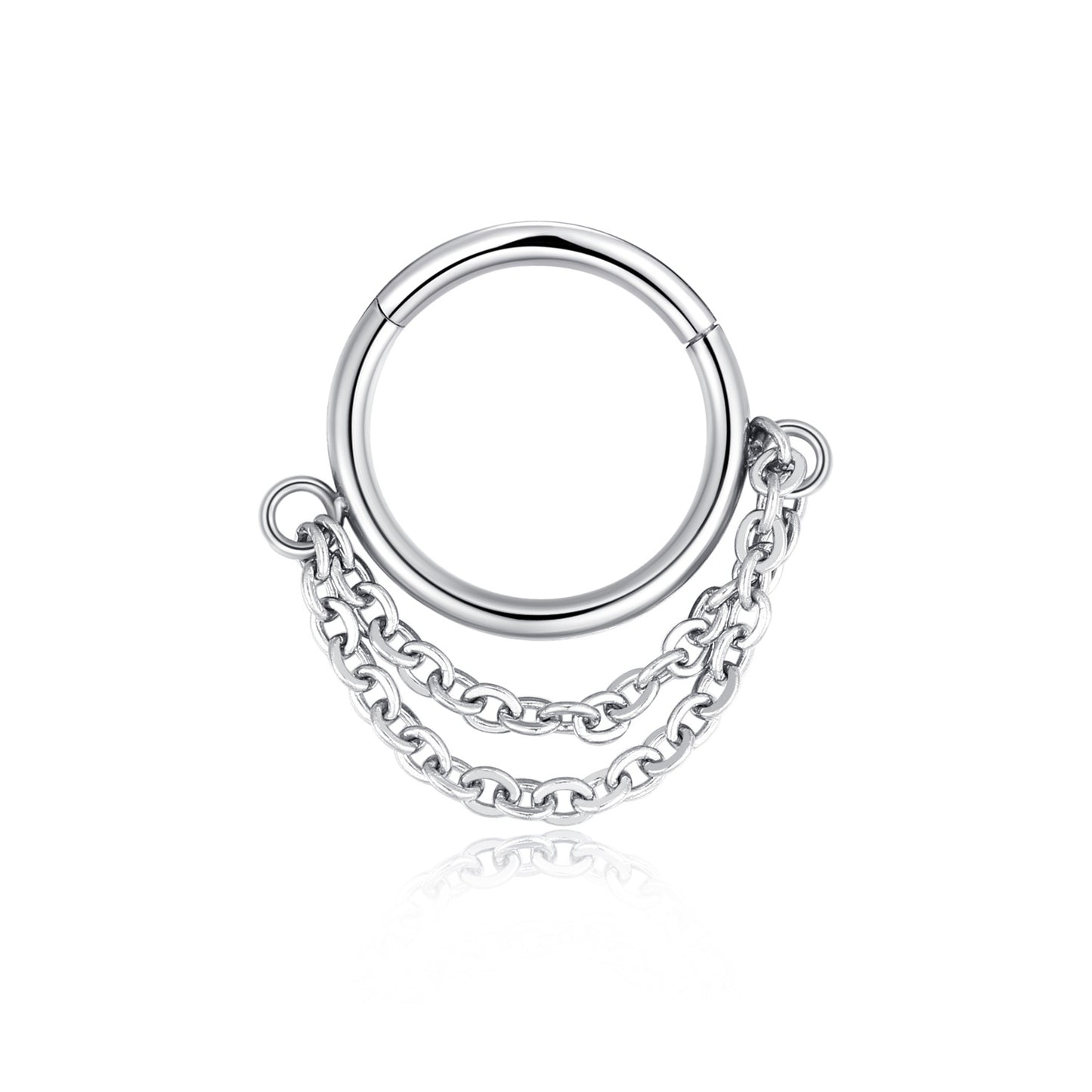 1 Piece Stainless Steel Nose Ring & Chain Hoop Earrings Set for Women