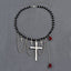 Original Design Gothic Cross Crystal Alloy Beaded Women's Choker Necklace