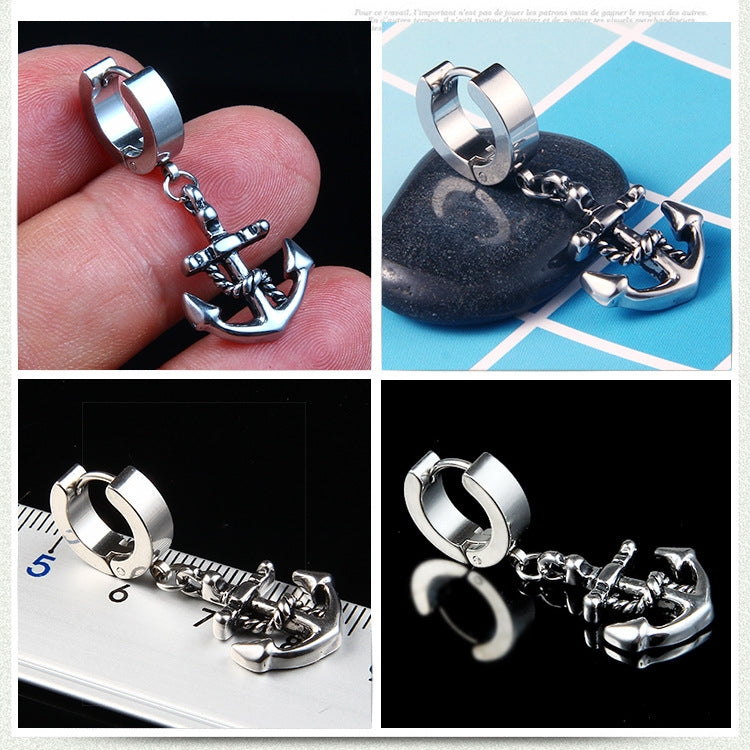 Punk Anchor Stainless Steel Hypoallergenic Earrings