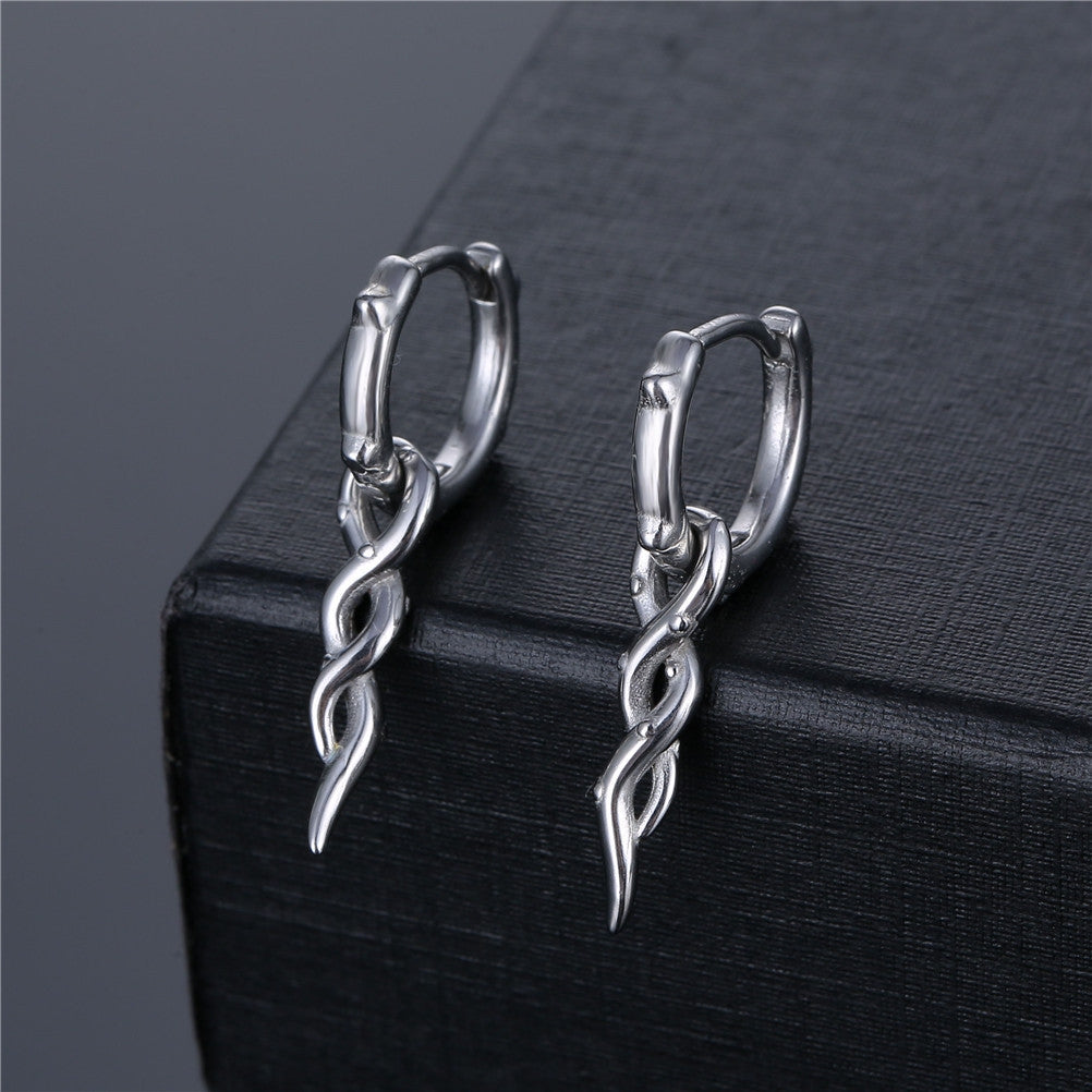 Punk Geometric Titanium Steel Men's Twisted Knot Drop Earrings