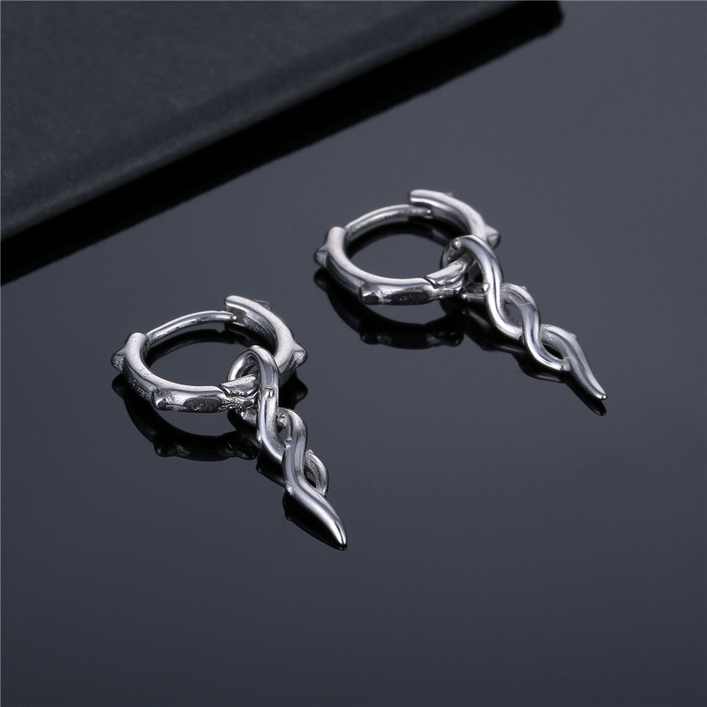 Punk Geometric Titanium Steel Men's Twisted Knot Drop Earrings