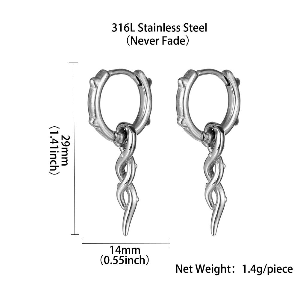 Punk Geometric Titanium Steel Men's Twisted Knot Drop Earrings