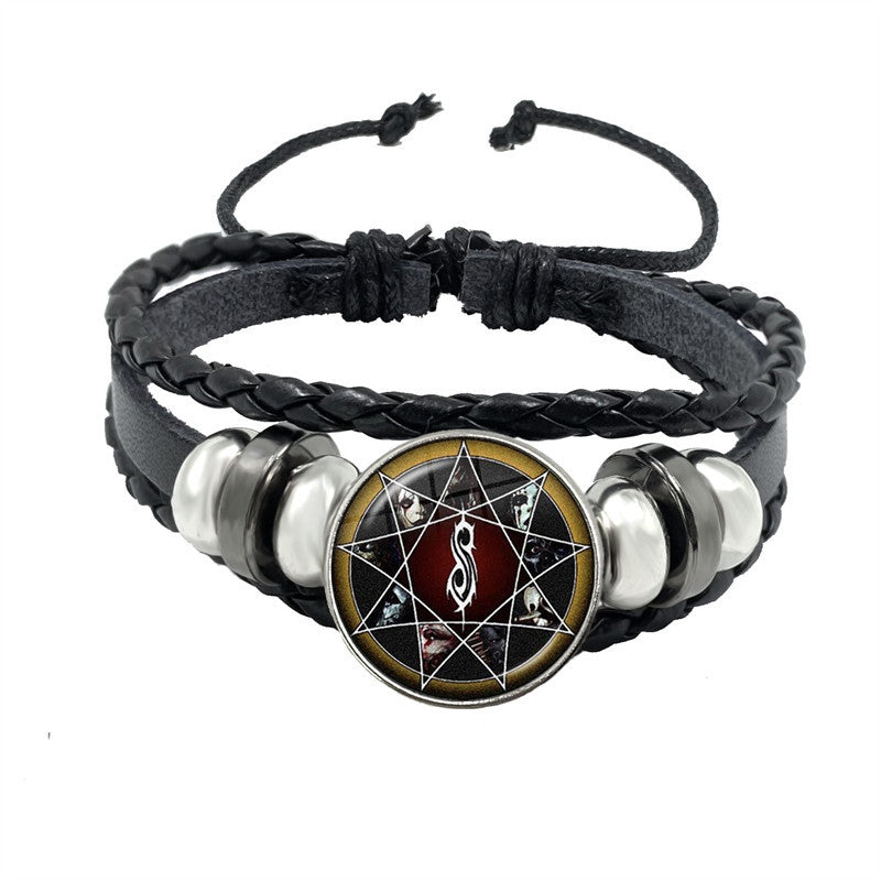 Punk Letter PU Leather Unisex Bracelet with Snap Clasp - Heavy Metal Band Inspired Braided Accessory