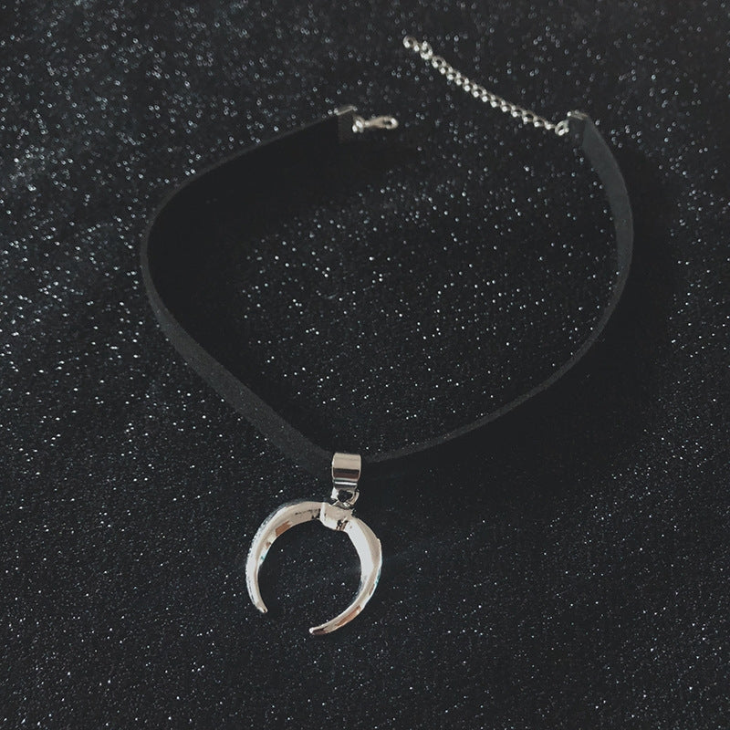 Punk Moon Alloy Plated Women's Choker Necklace