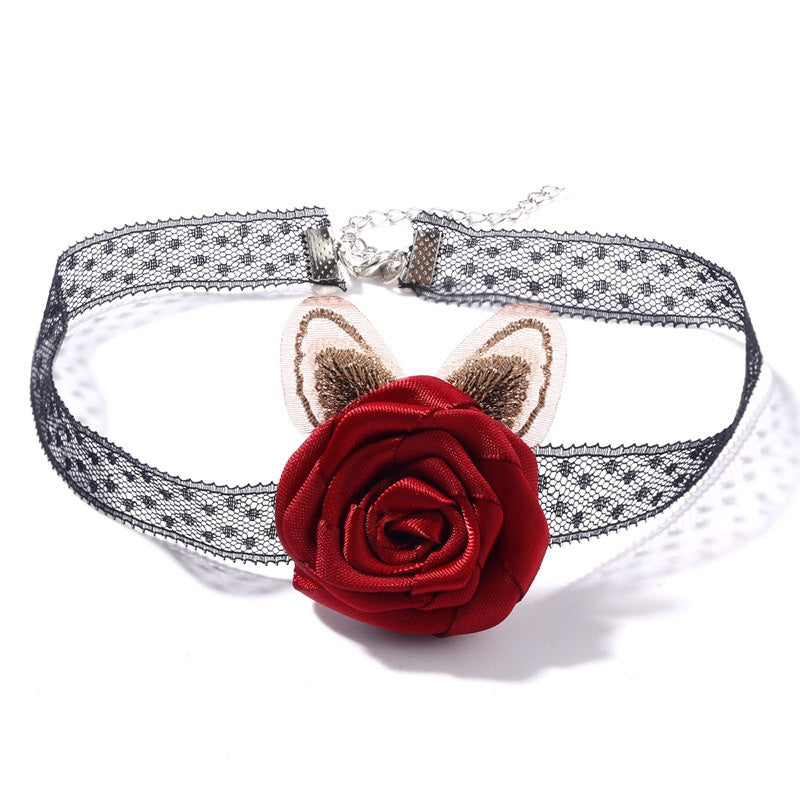 Retro Rose Lace Choker Necklace for Women