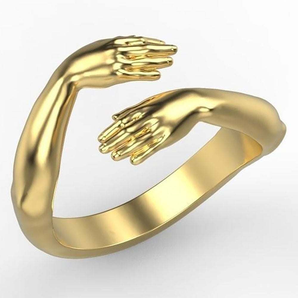 Retro Solid Color Alloy Plating Unisex Hug Open Ring - Fashionable Gift Jewelry