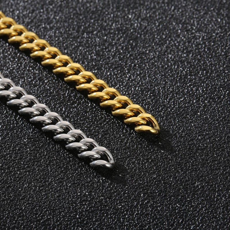 Retro Titanium Steel Cuban Chain Bracelet - 18k Gold Plated Unisex Punk Jewelry