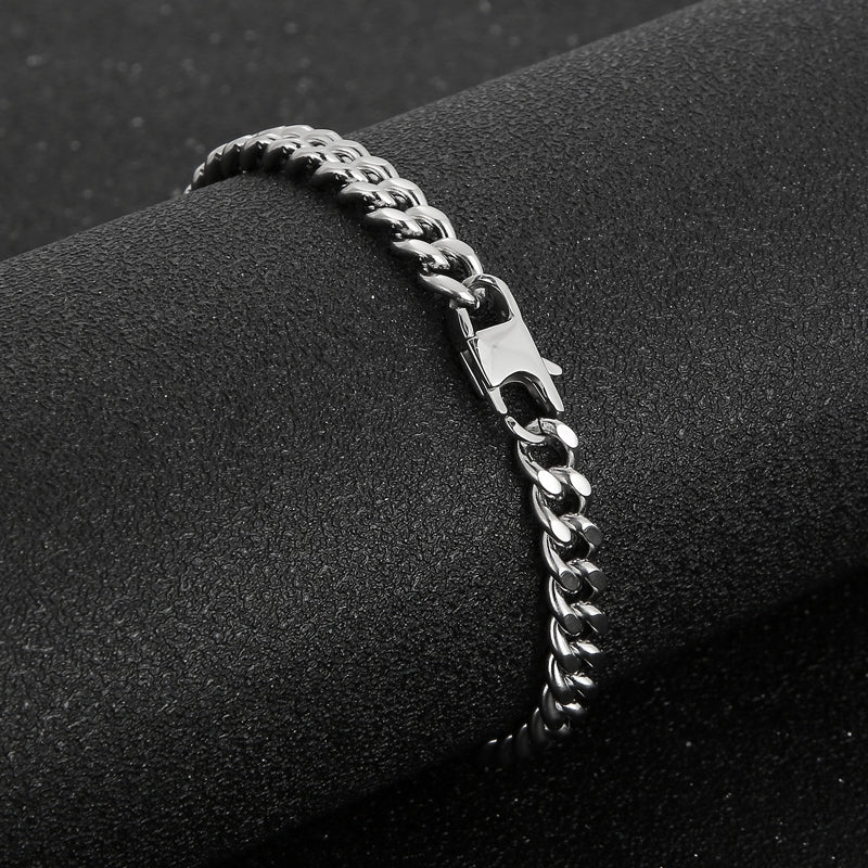 Retro Titanium Steel Cuban Chain Bracelet - 18k Gold Plated Unisex Punk Jewelry