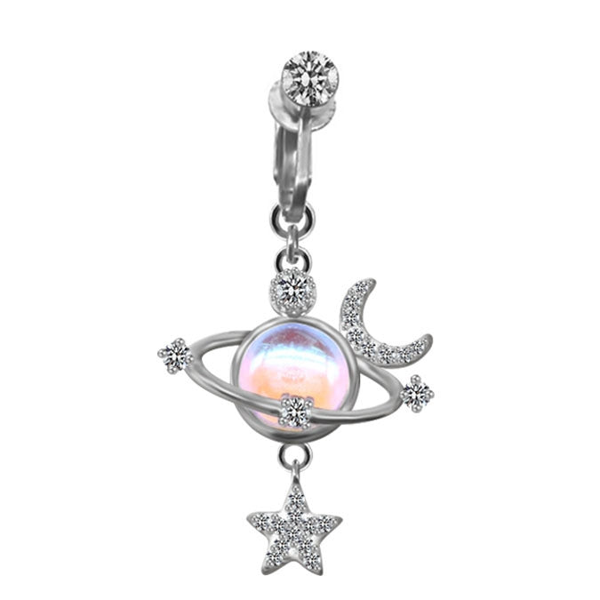 1 Piece Celestial Star Moon Planet Stainless Steel Zircon Belly Ring