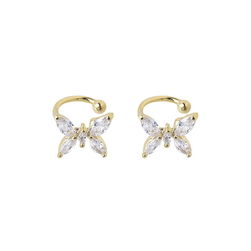 Simple Classic Bow Knot Zircon Butterfly Ear Cuffs - No Piercing Required