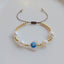 Evil Eye Freshwater Pearl Shell Copper Beaded Bracelet