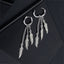 Simple Feather Titanium Steel Tassel Chain Drop Earrings for Men