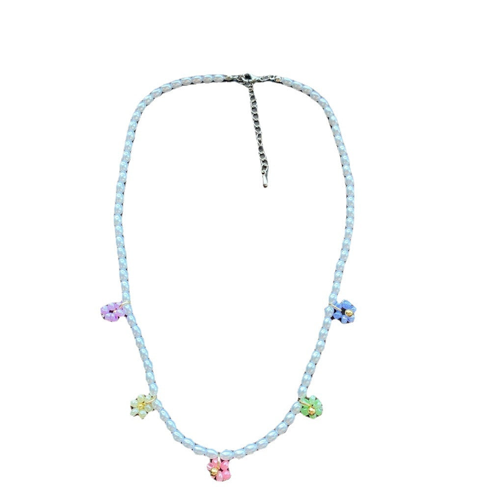 Simple Flower Pearl Beaded Women's Necklace