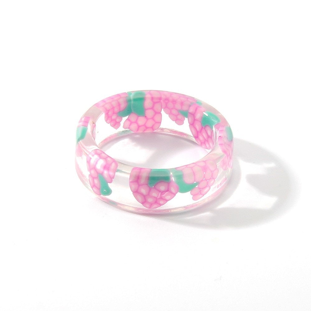 Simple Style Colorful Acrylic Fruit Resin Women's Ring