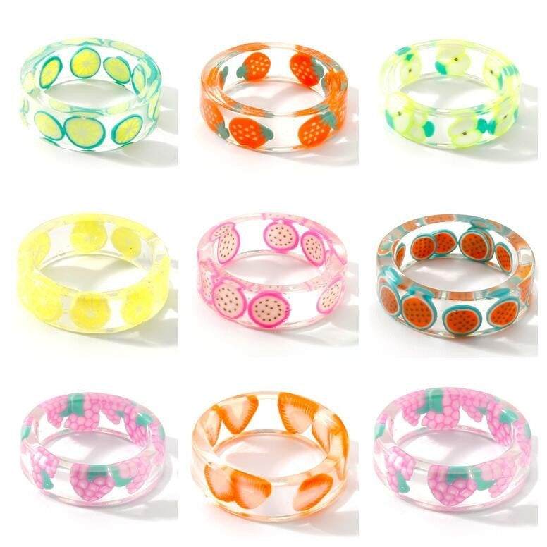 Simple Style Colorful Acrylic Fruit Resin Women's Ring