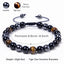 Unisex Geometric Agate & Tiger Eye Energy Bracelet - 8/10mm Black Magnet Beaded Yoga Jewelry