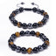 Unisex Geometric Agate & Tiger Eye Energy Bracelet - 8/10mm Black Magnet Beaded Yoga Jewelry