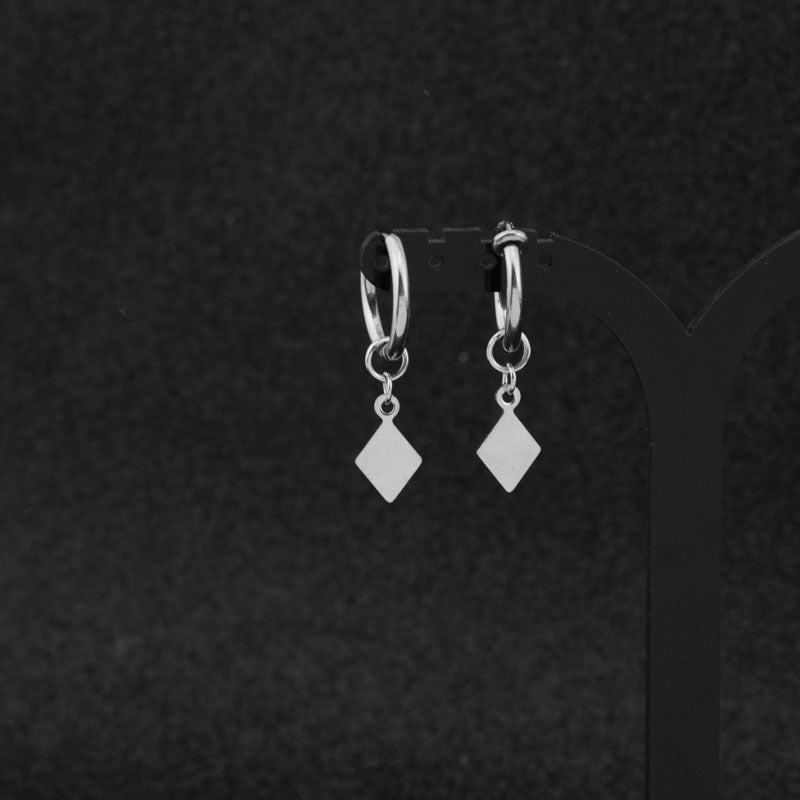 Simple Geometric Stainless Steel Clip-On Drop Earrings