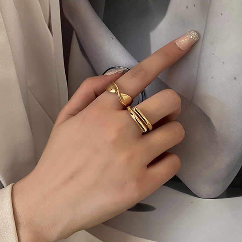 Simple Geometric Silver and Gold Plated Women's Open Ring