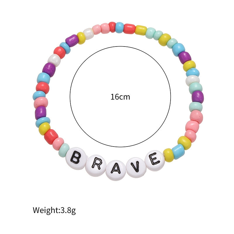 Simple Style Irregular Glass Letter Beads Kid's Bracelet Set