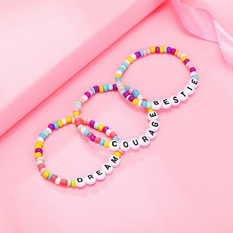 Simple Style Irregular Glass Letter Beads Kid's Bracelet Set