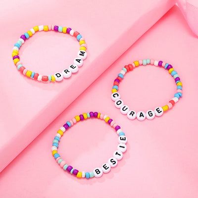 Simple Style Irregular Glass Letter Beads Kid's Bracelet Set