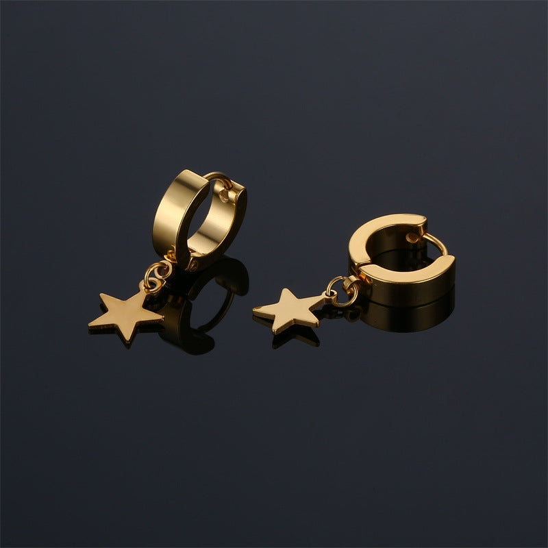 Simple Pentagram Stainless Steel Drop Earrings
