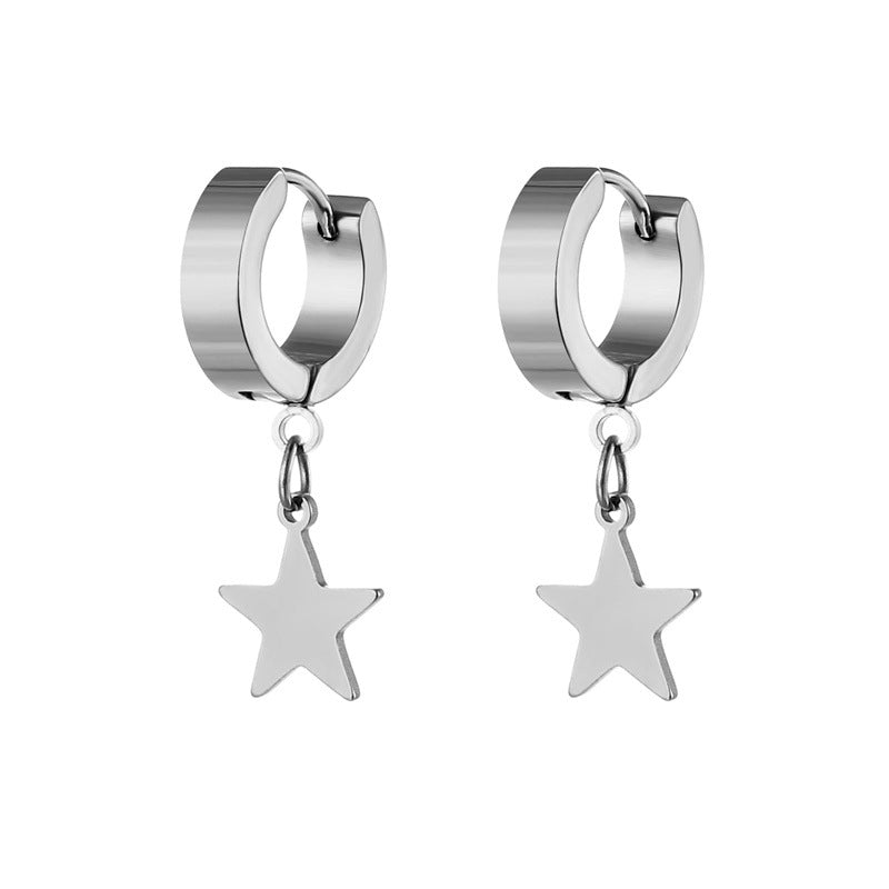 Simple Pentagram Stainless Steel Drop Earrings