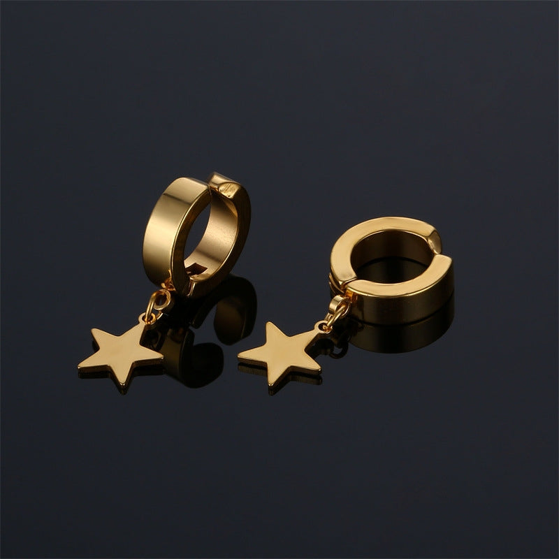Simple Pentagram Stainless Steel Drop Earrings