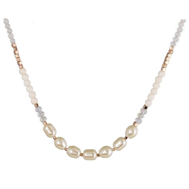 Simple Round Beaded Pearl Long Necklace for Women